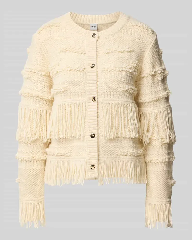 Brax Strickjacke mit Fransenstruktur Modell 'AMELIE Offwhite