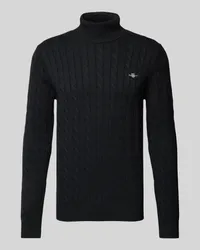 Gant Rollkragenpullover mit Label-Stitching Black