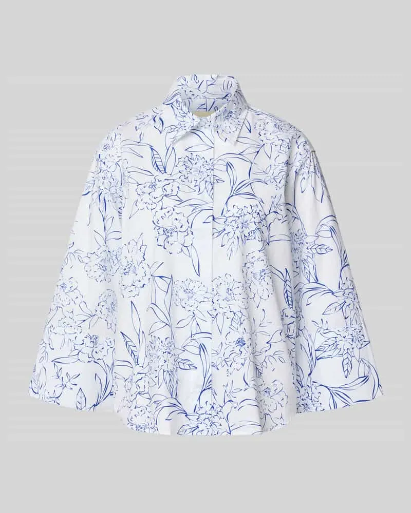 Gant Relaxed Fit Bluse mit verdeckter Knopfleiste und 3/4-Arm Weiss