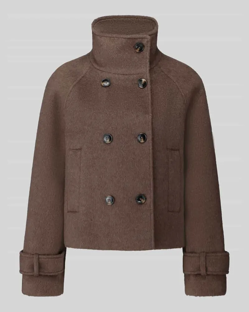 JAKE*S Hemdjacke mit hohem Stehkragen Dunkelbraun