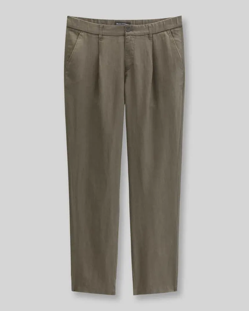 Marc O'Polo Leinenhose Modell 'OSBY JOGGER PLEATS Dunkelbraun