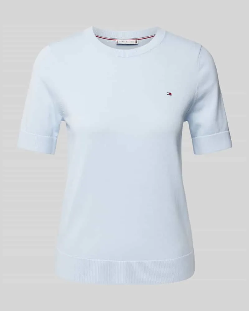 Tommy Hilfiger Strickshirt mit Logo-Stitching Hellblau