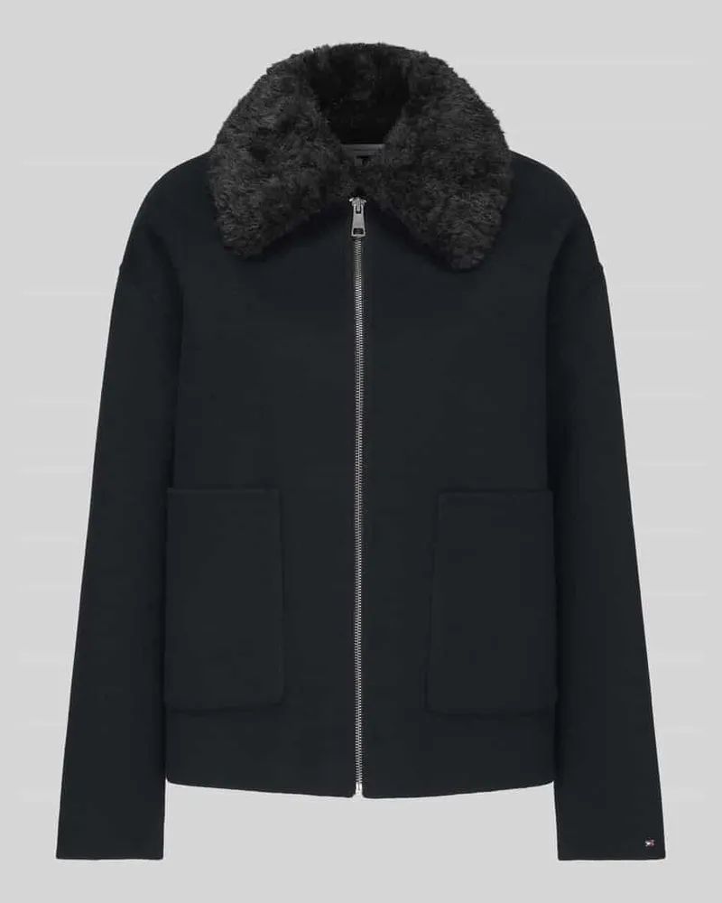 Tommy Hilfiger Regular Fit Blouson mit Webpelzkragen Black