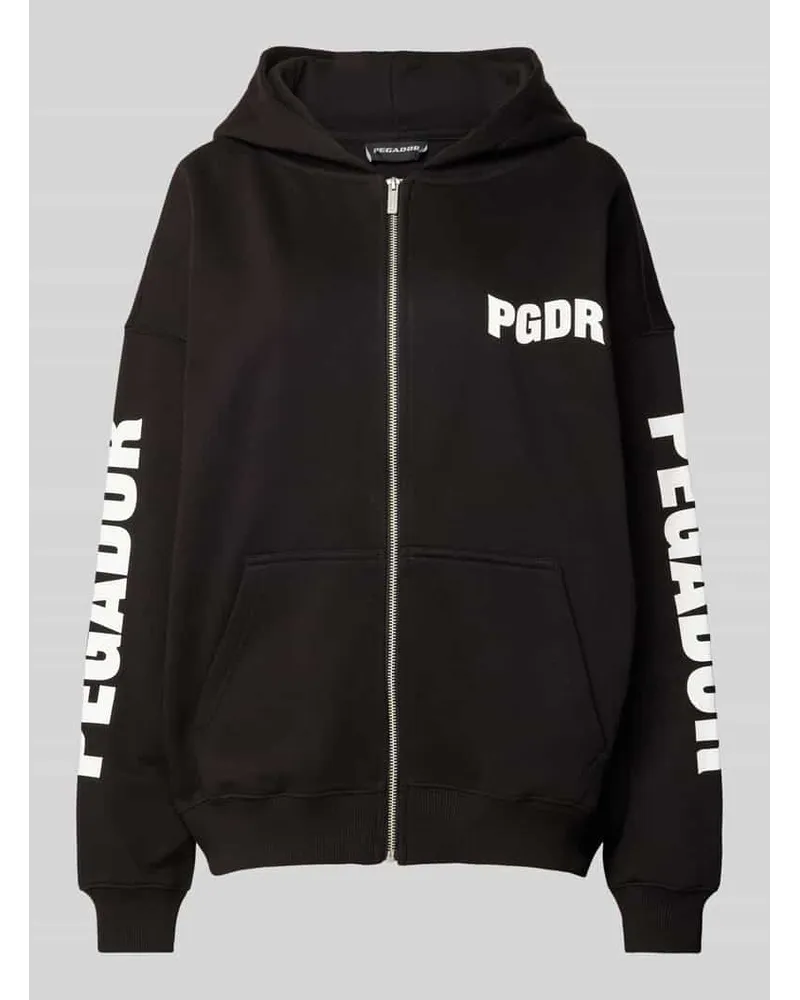 PEGADOR Oversized Sweatjacke mit Label-Print Modell 'VINYA Black