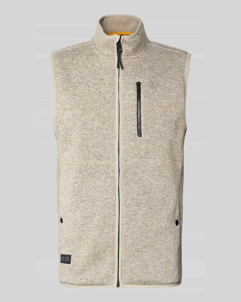 Camel Active Strickweste in Melange-Optik mit Stehkragen Offwhite