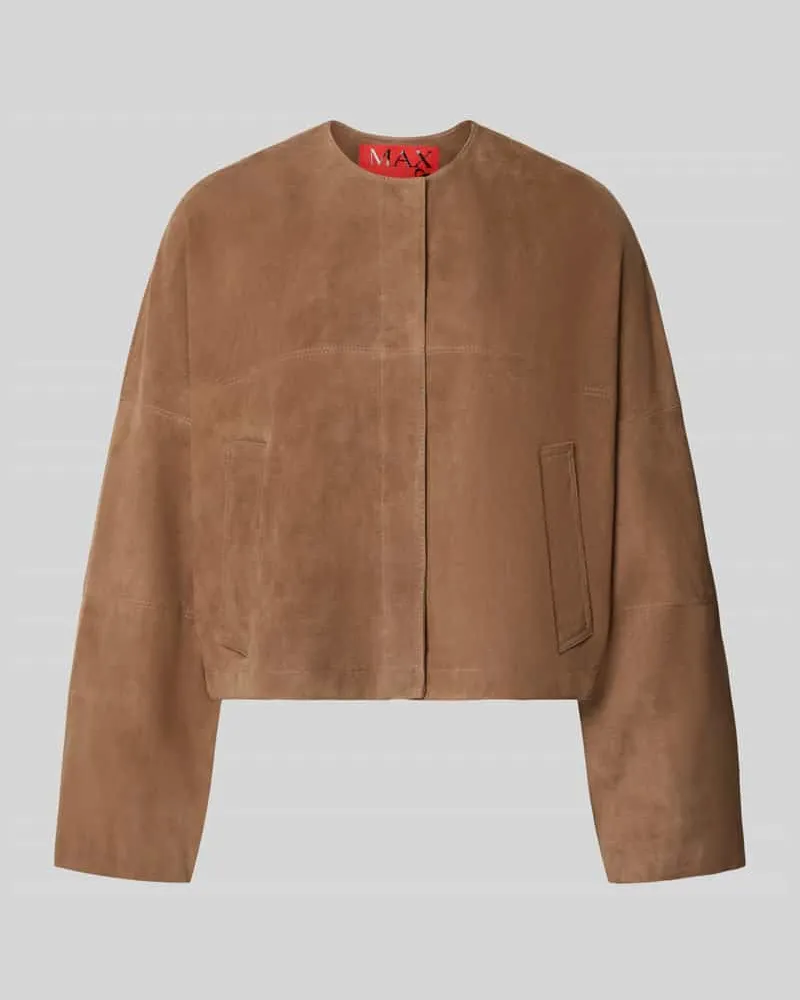 MAX&Co. Regular Fit Lederjacke mit Druckknopfleiste Modell 'CURVA Camel