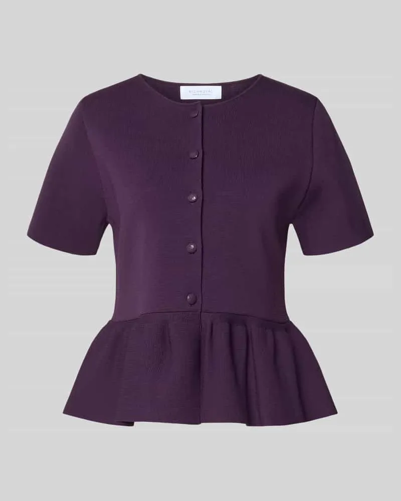 Rich&Royal Cardigan aus Viskose-Mix mit Schößchen Aubergine
