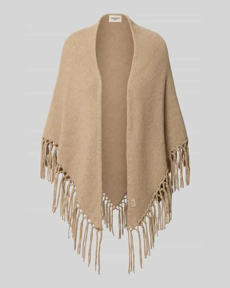 Max Mara Poncho aus reiner Schurwolle mit Fransen Modell 'TORNADO Sand