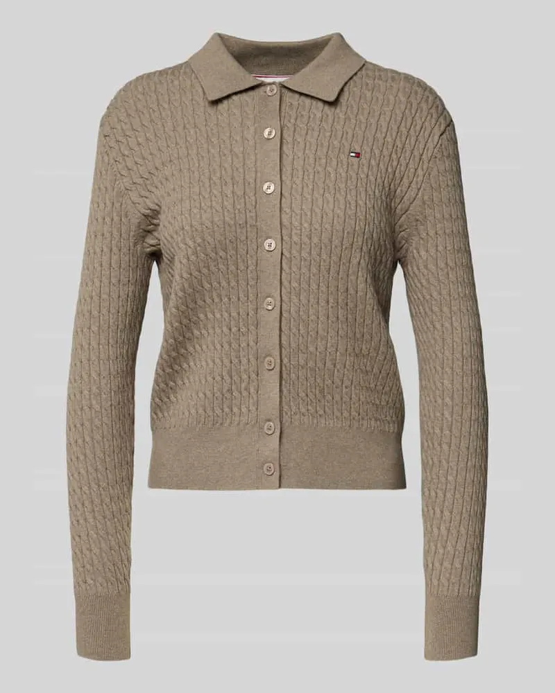 Tommy Hilfiger Regular Fit Strickjacke aus Baumwoll-Mix Taupe