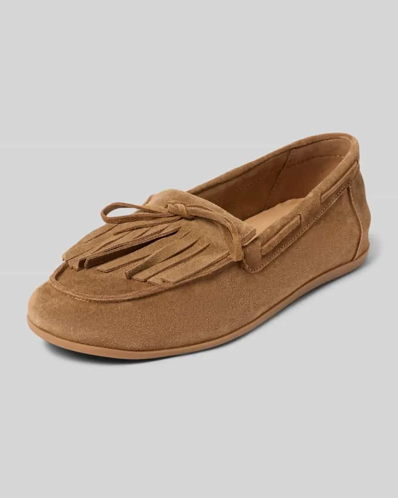 Inuovo Mokassins aus Leder mit Schleifen-Detail Beige