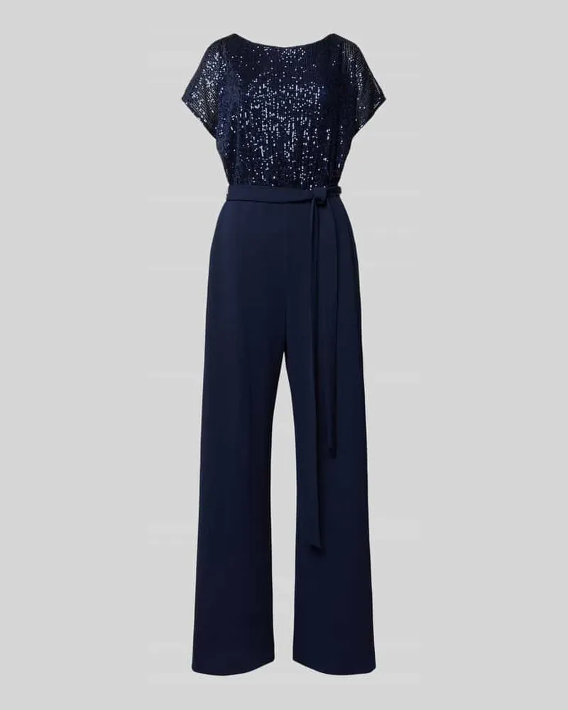 Swing Jumpsuit mit Paillettenbesatz Marine
