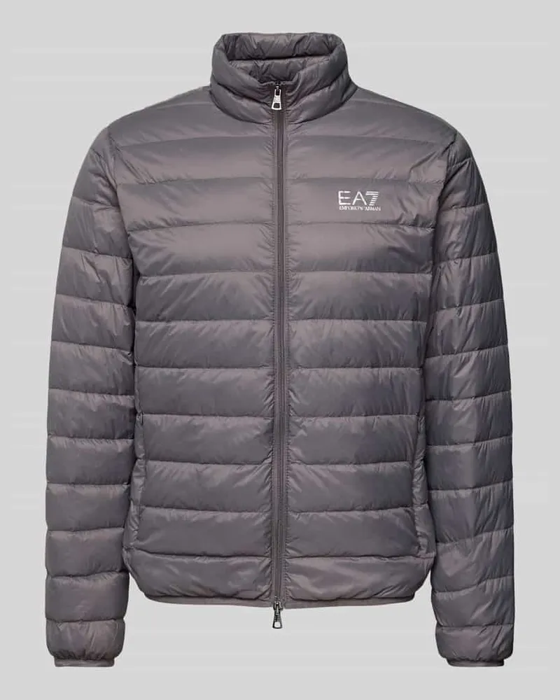 EA7 Steppjacke mit Label-Print Mittelgrau