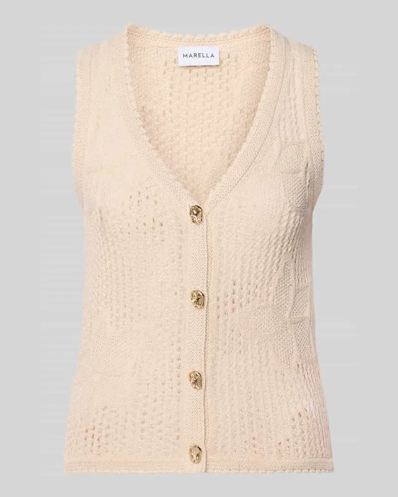 MARELLA Strickweste mit V-Ausschnitt Modell 'LASTICE Weiss