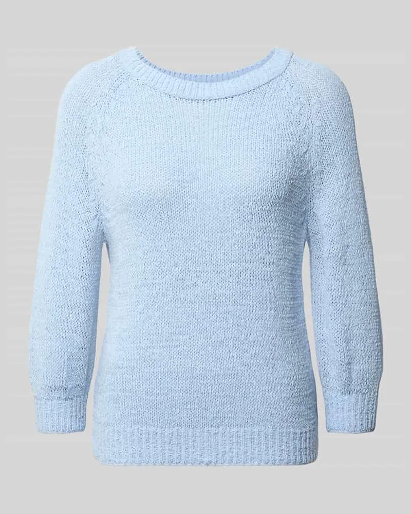 monari Strickpullover mit Rundhalsausschnitt und 3/4-Arm Hellblau