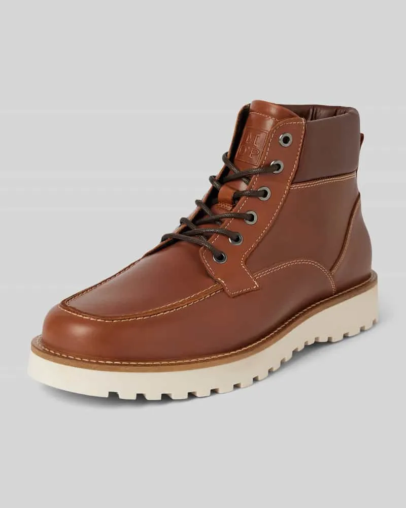 Marc O'Polo Schnürstiefel aus hochwertigem Rindsleder Cognac