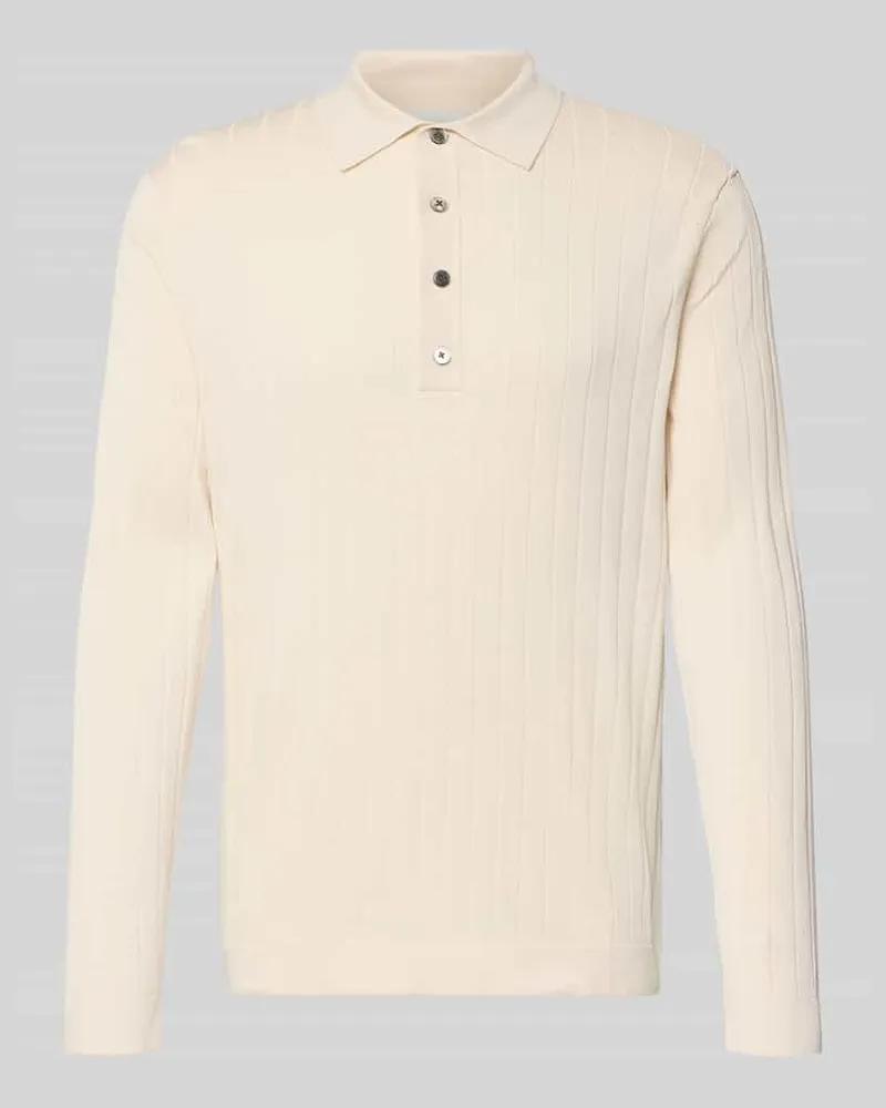 Profuomo Strickpullover aus reiner Baumwolle mit Polokragen Offwhite