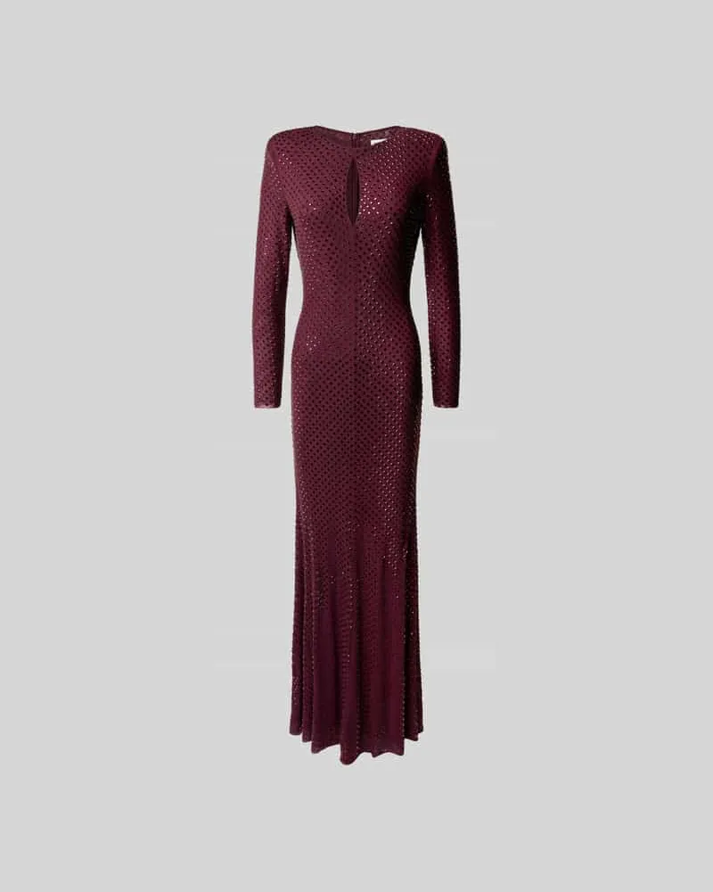 Self-Portrait Abendkleid mit Ziersteinbesatz Bordeaux