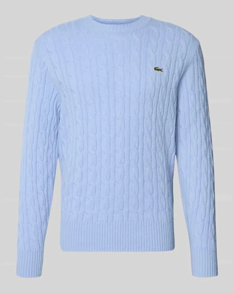 Lacoste Regular Fit Strickpullover aus reiner Wolle Hellblau