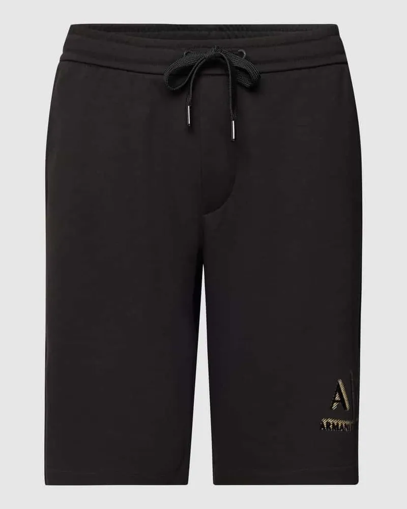 Armani Exchange Regular Fit Sweatshorts mit Label-Print Black