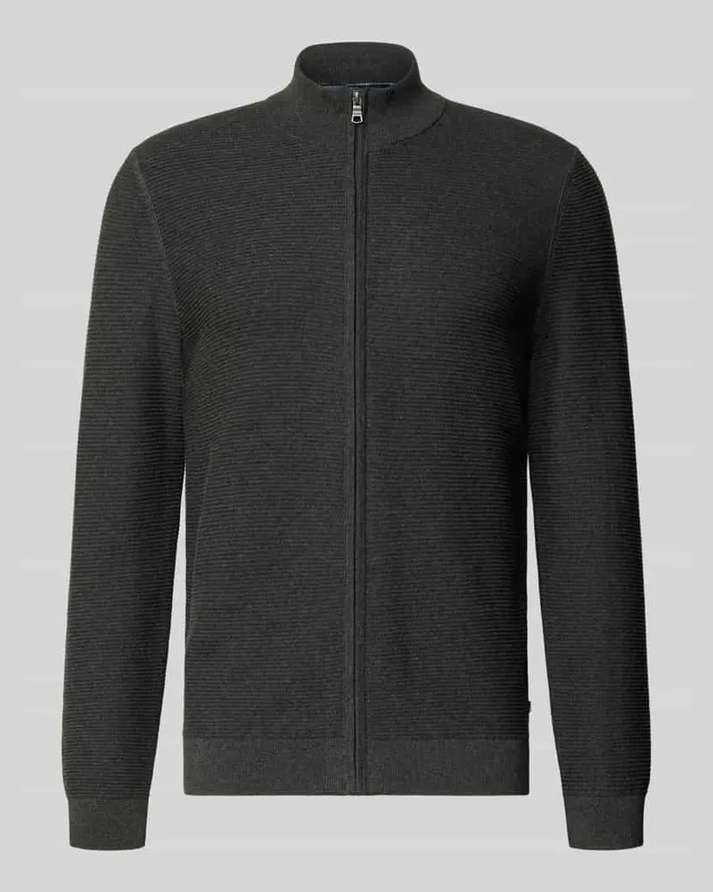 Olymp Strickjacke mit Strukturmuster Anthrazit