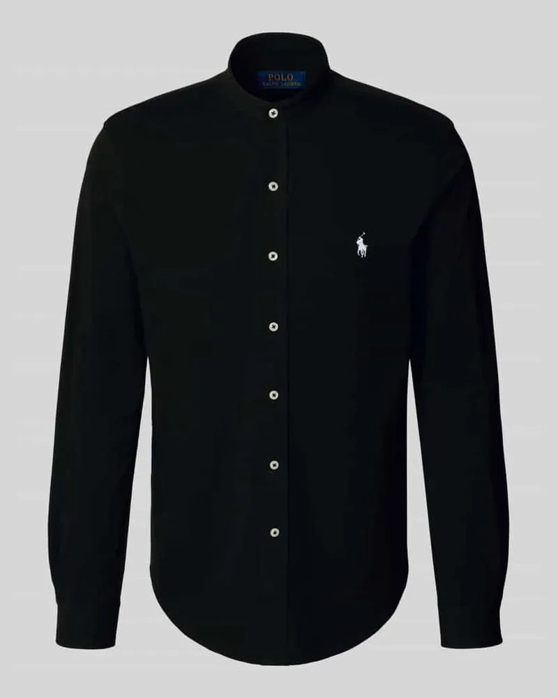 Ralph Lauren Regular Fit Freizeithemd mit Label-Stitching und Stehkragen Black
