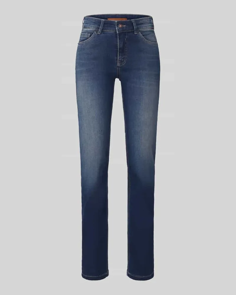 MAC Jeans Straight Fit Jeans aus Baumwoll-Mix Modell 'Carrie Blau