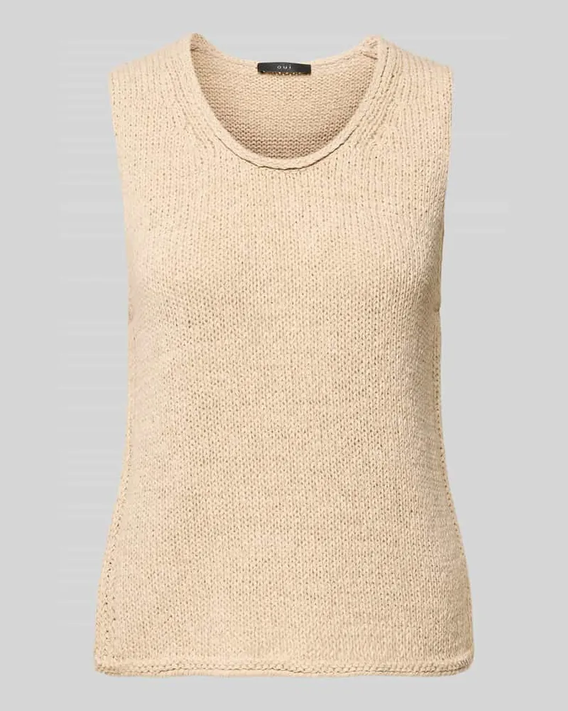 Oui  Stricktop mit Rundhalsausschnitt Ecru