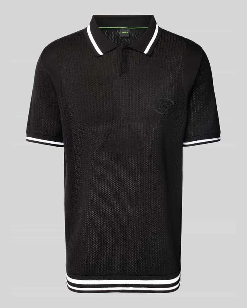 HUGO BOSS Poloshirt mit gerippten Abschlüssen Black