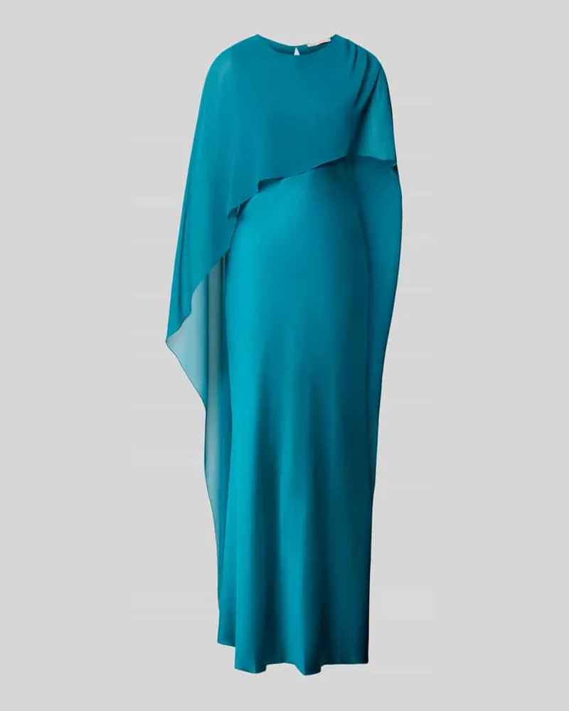 Rinascimento Abendkleid aus Satin mit fixiertem Schal Petrol