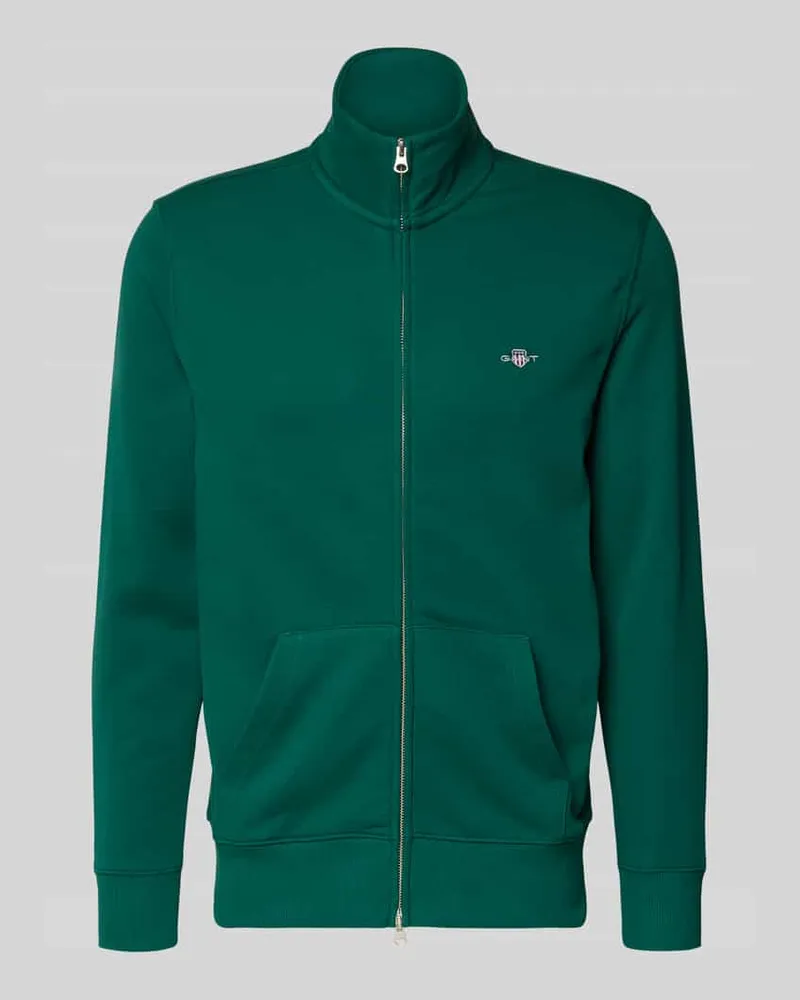 Gant Sweatjacke mit Label-Stitching Dunkelgruen