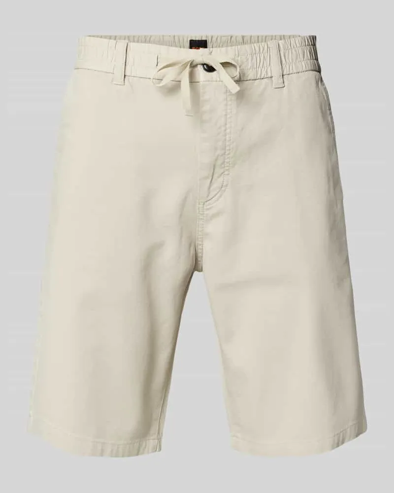 HUGO BOSS Tapered Fit Bermudas mit elastischem Bund Modell 'Chino Sand