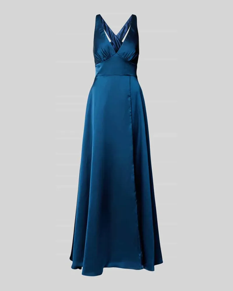 LUXUAR Abendkleid mit tiefem V-Ausschnitt Dunkelblau