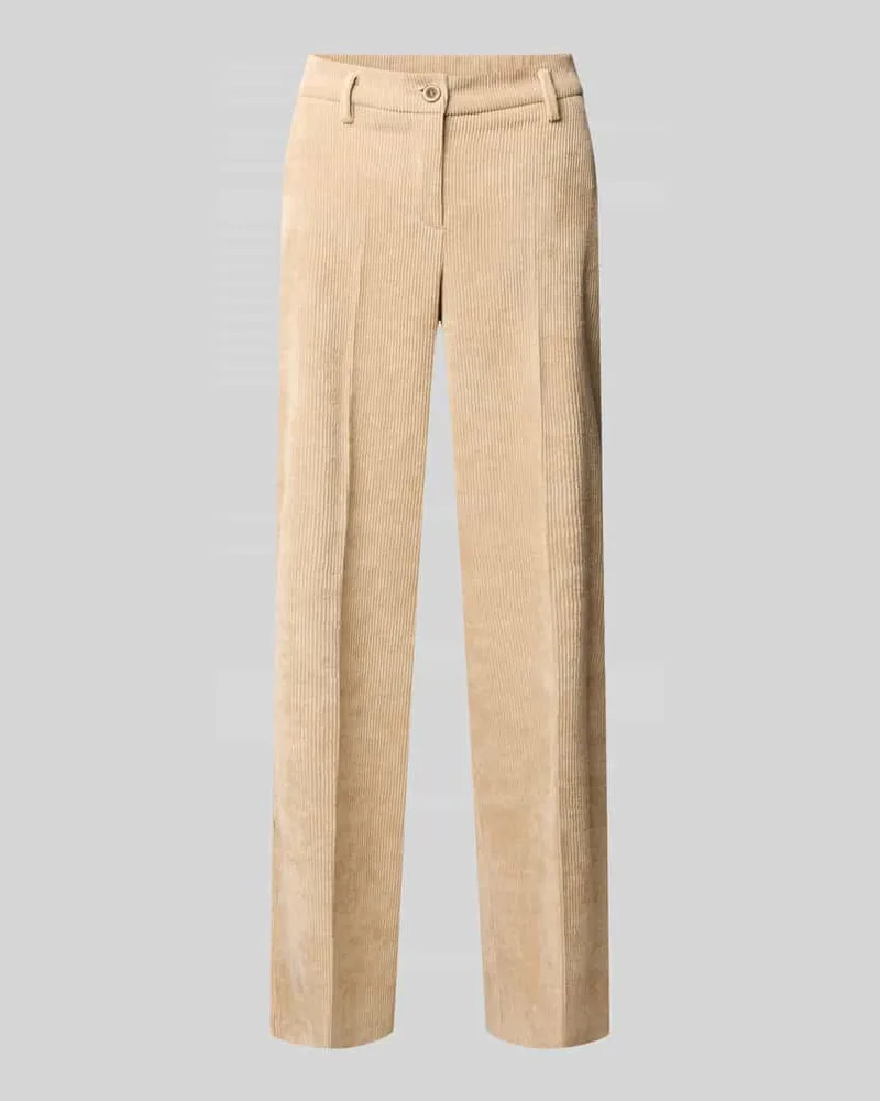 SteHmann Regular Fit Cordhose mit Bundfalten Beige