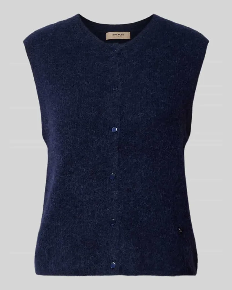 Mos Mosh Regular Fit Cardigan aus elastischem Alpaka-Mix mit Knopfleiste Marine