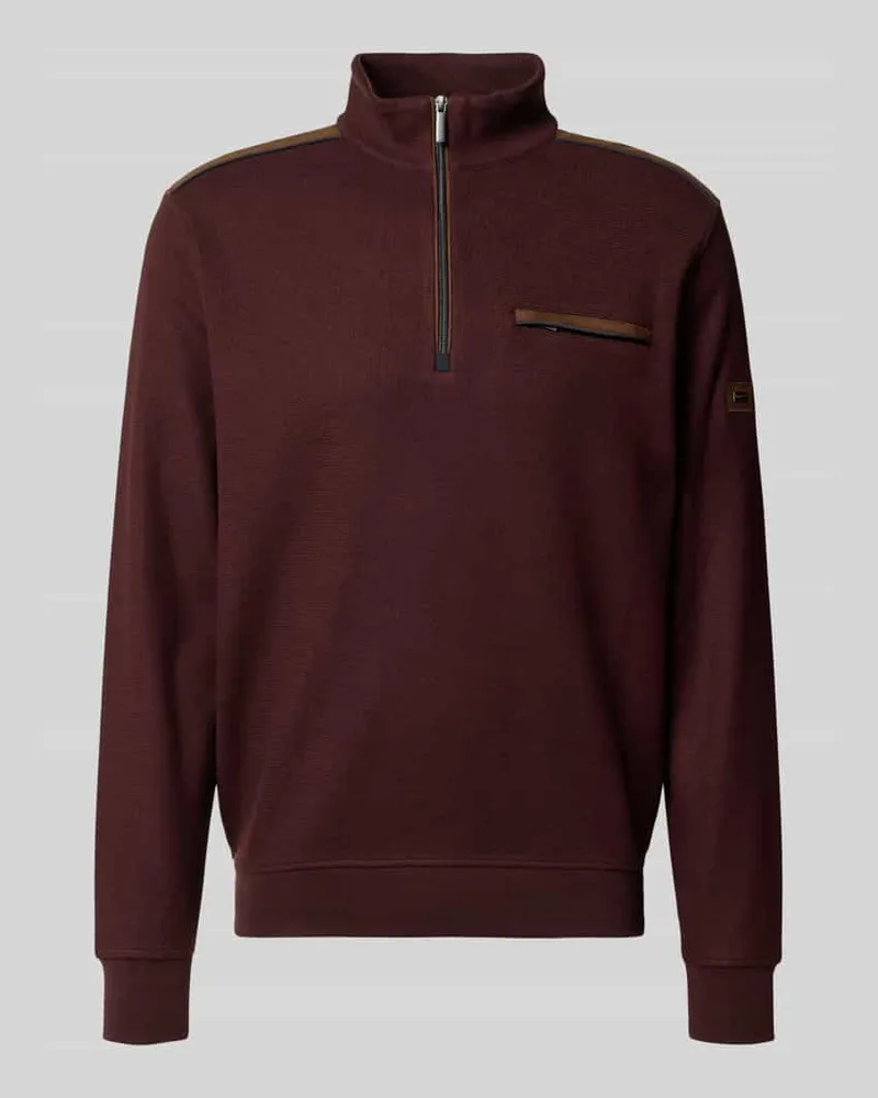 Bugatti Sweatshirt mit Label-Detail Bordeaux