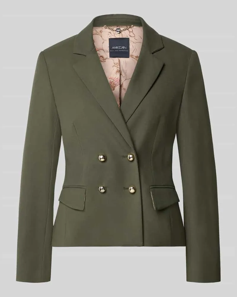 Marc Cain Slim Fit Blazer mit Reverskragen und Pattentaschen Khaki
