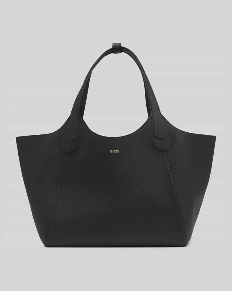 HUGO BOSS Shopper aus echtem Leder mit Label-Detail Black