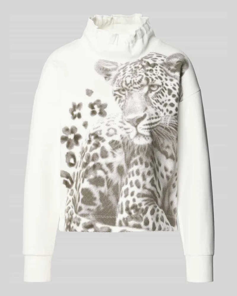 Marc Cain Sweatshirt mit Stehkragen Offwhite
