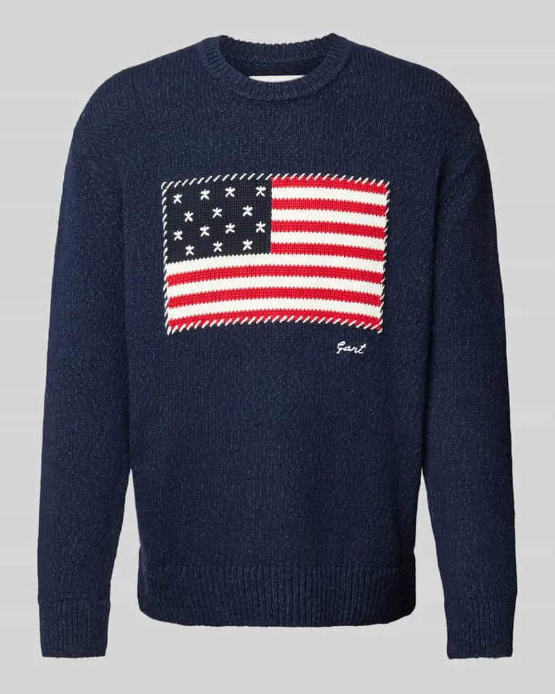 Gant Strickpullover mit Label-Stitching Marine