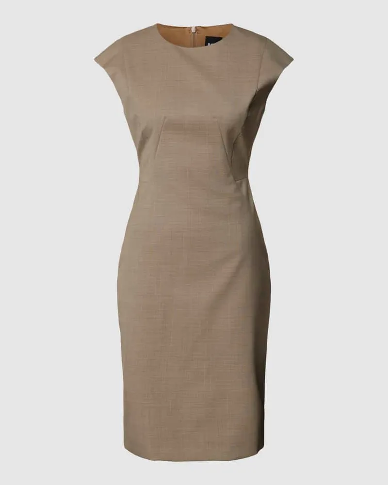 HUGO BOSS Knielanges Kleid mit Rundhalsausschnitt Modell 'Dironah Beige