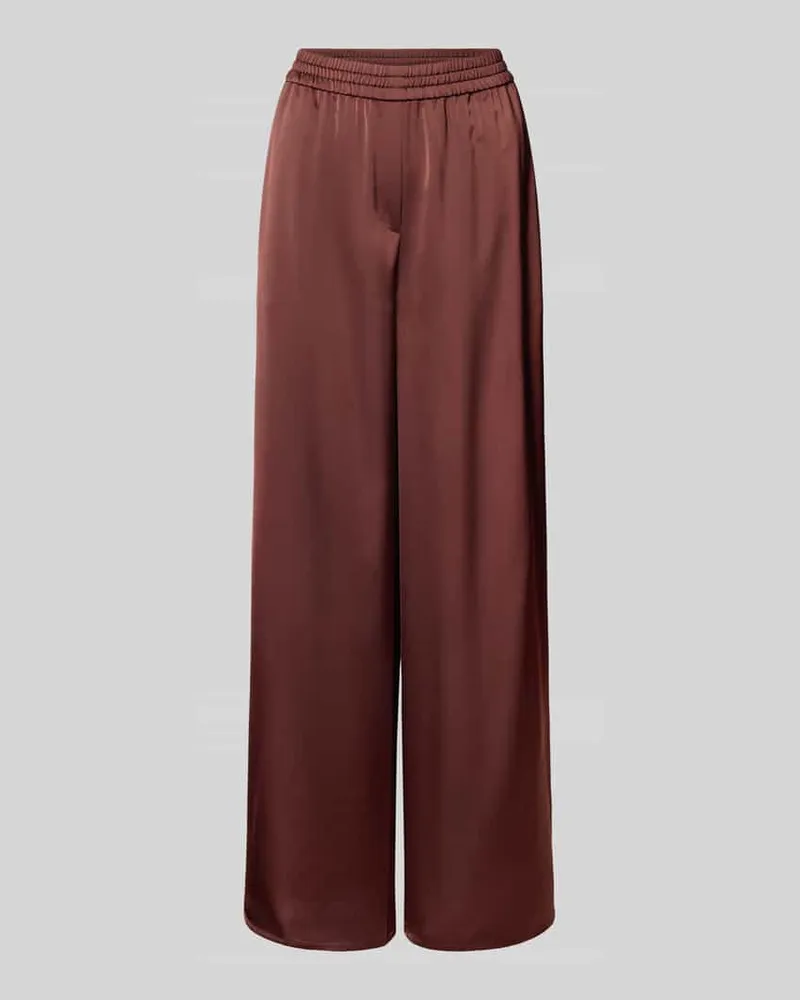HUGO BOSS Relaxed Fit Weite Hose aus Satin Schoko