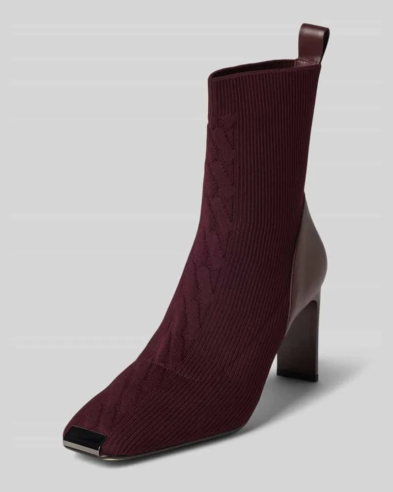 Marc Cain Stiefeletten aus Leder-Mix in Strick-Optik Bordeaux