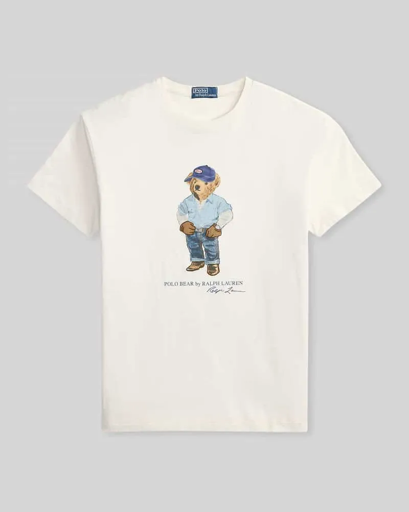 Ralph Lauren Regular Fit T-Shirt aus reiner Baumwolle mit Polo Bear Print Weiss