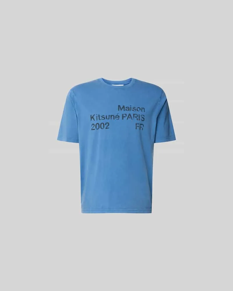 Kitsuné Relaxed Fit T-Shirt mit Logo-Print Blau
