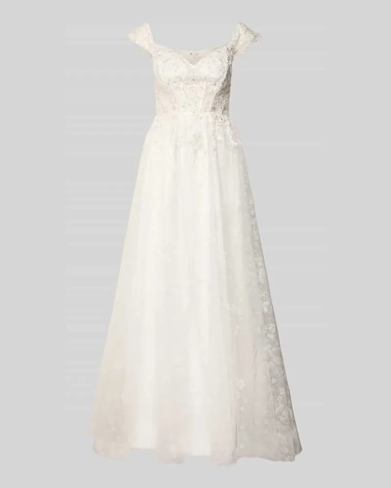 Unique Maxikleid mit Pailletten Offwhite