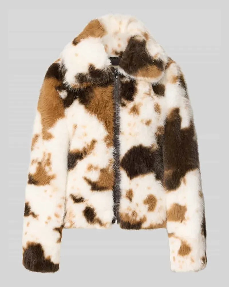 AMBER & JUNE Webpelzjacke mit Animal Print Hellbraun