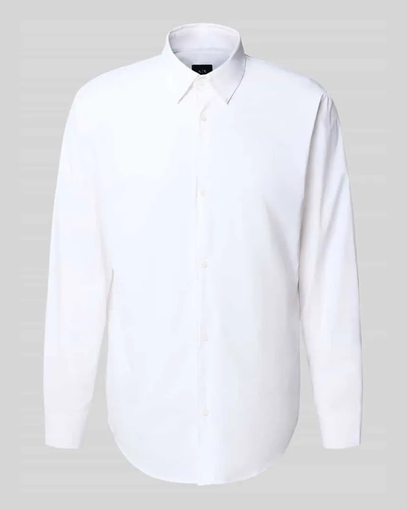 Armani Exchange Regular Fit Freizeithemd mit Kentkragen Weiss