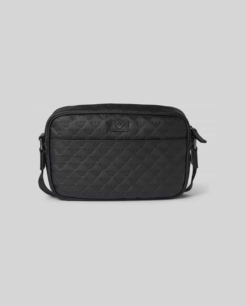 Emporio Armani Lederumhängetasche mit Label-Patch Black