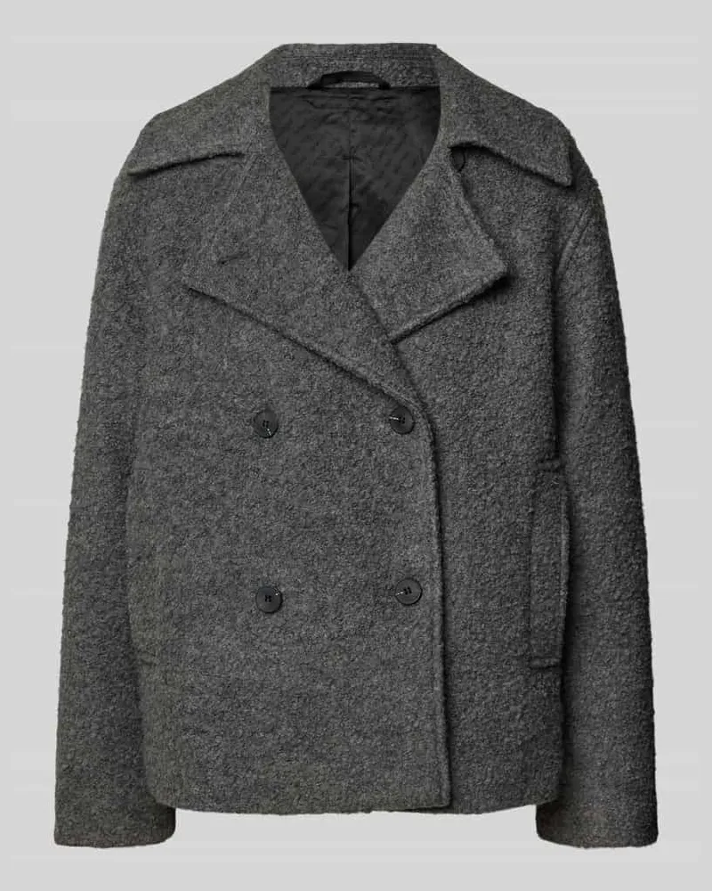 Selected Regular Fit Wolljacke mit doppelreihiger Knopfleiste Modell 'ALMA Dunkelgrau