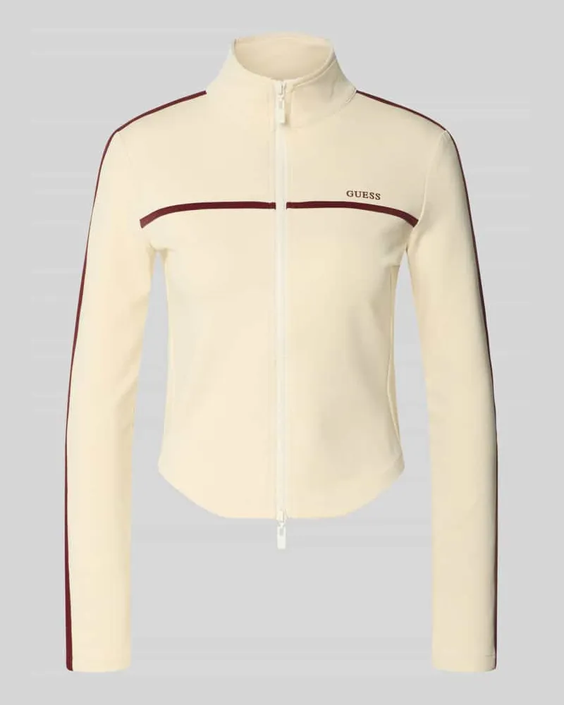 Guess Slim Fit Sweatjacke mit Stehkragen Modell 'Jasmine Offwhite